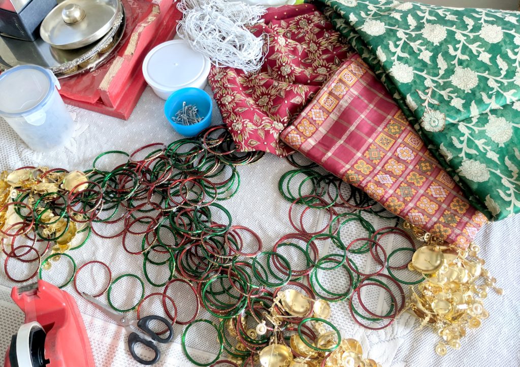 Handmade fiber ornaments box with traditional jewelry on the wooden table.  Indian traditional jewelry and Bridal saree. 22703850 Stock Photo at  Vecteezy